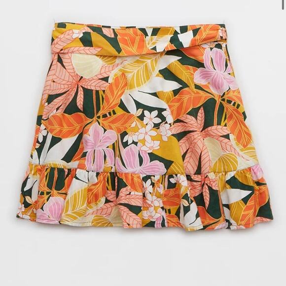 Floral Mini Wrap Skirt | Small Aerie Ruffle Mini - Picture 3 of 8